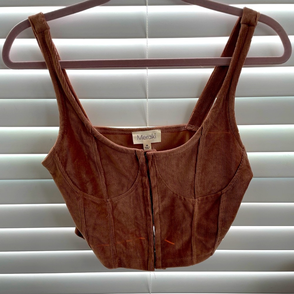 Meraki Brown Velvet Corset